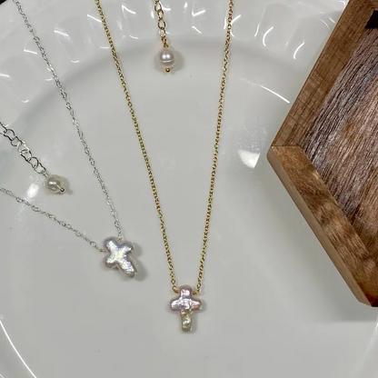 Baroque Cross Pearl Necklace