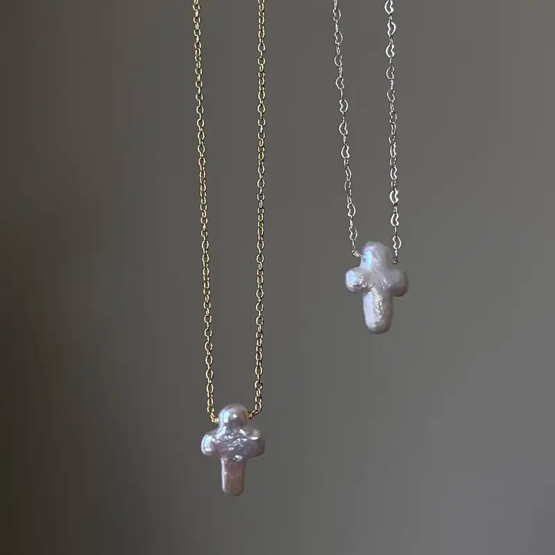 Baroque Cross Pearl Necklace