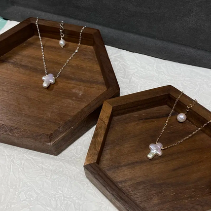 Baroque Cross Pearl Necklace