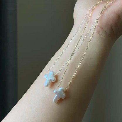 Baroque Cross Pearl Necklace