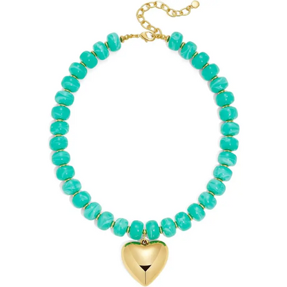 Chunky Bead Heart Necklace