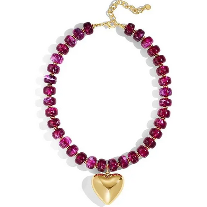 Chunky Bead Heart Necklace