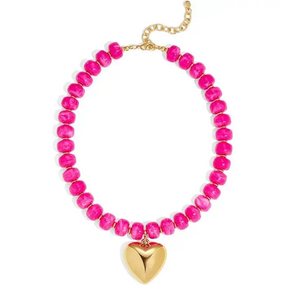 Chunky Bead Heart Necklace