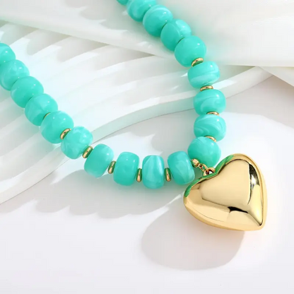 Chunky Bead Heart Necklace