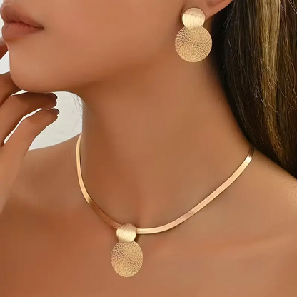 Circle Disc Necklace & Earrings Set