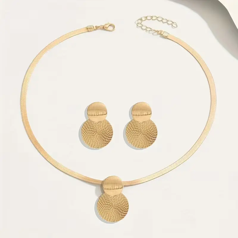Circle Disc Necklace & Earrings Set