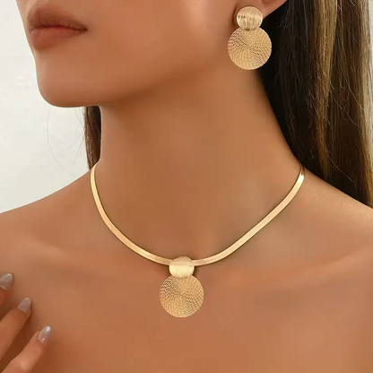 Circle Disc Necklace & Earrings Set