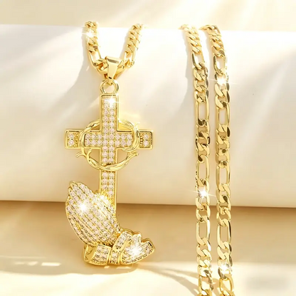 Cross Prayer Hand Necklace