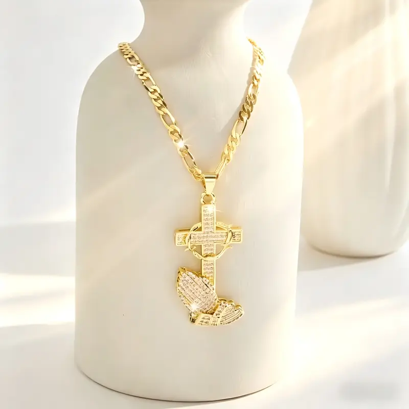 Cross Prayer Hand Necklace