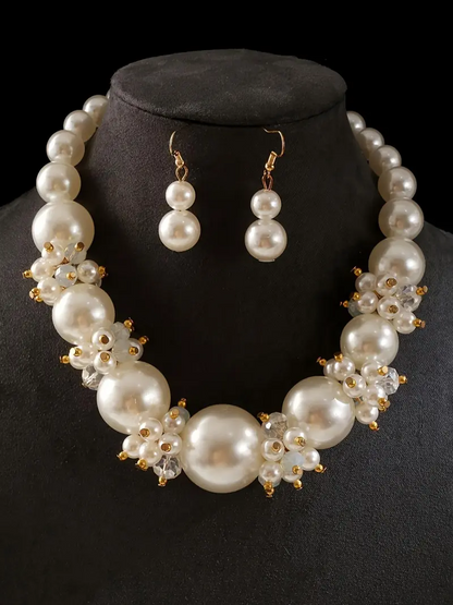 Exquisite Pearl Necklace & Earrings Set