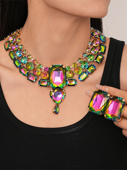 Geometric Colorful Necklace & Earrings Set