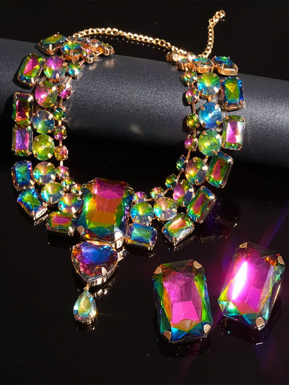 Geometric Colorful Necklace & Earrings Set