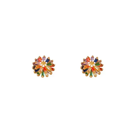 Zircon Flower Stud Earrings