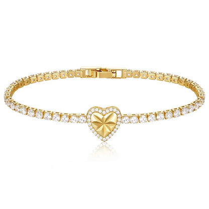 Heart Charm Tennis Bracelet