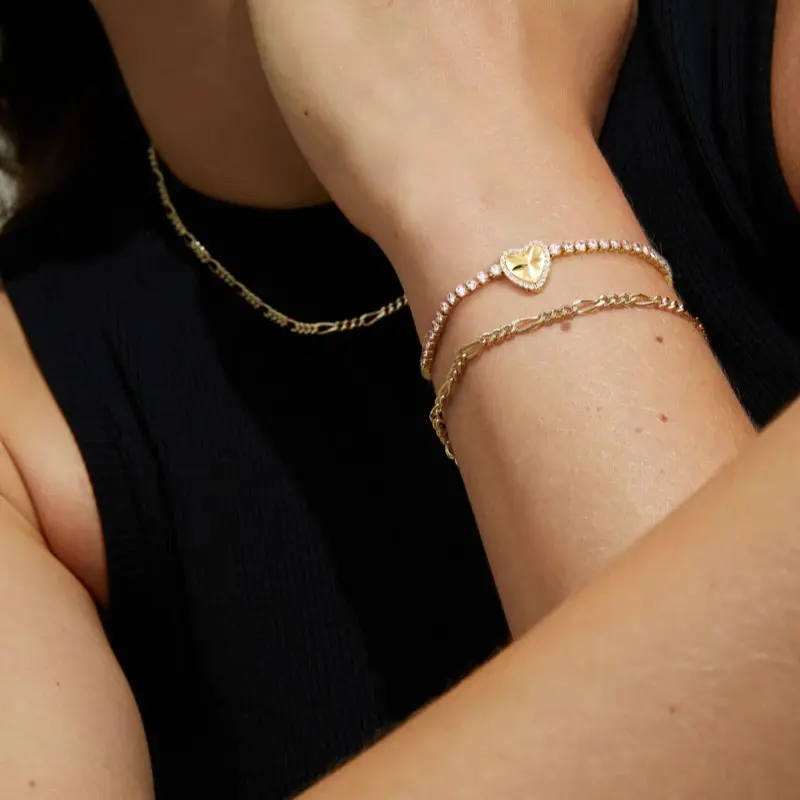 Heart Charm Tennis Bracelet