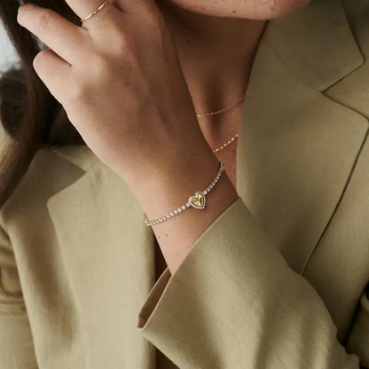 Heart Charm Tennis Bracelet