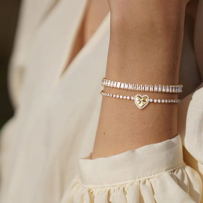 Heart Charm Tennis Bracelet