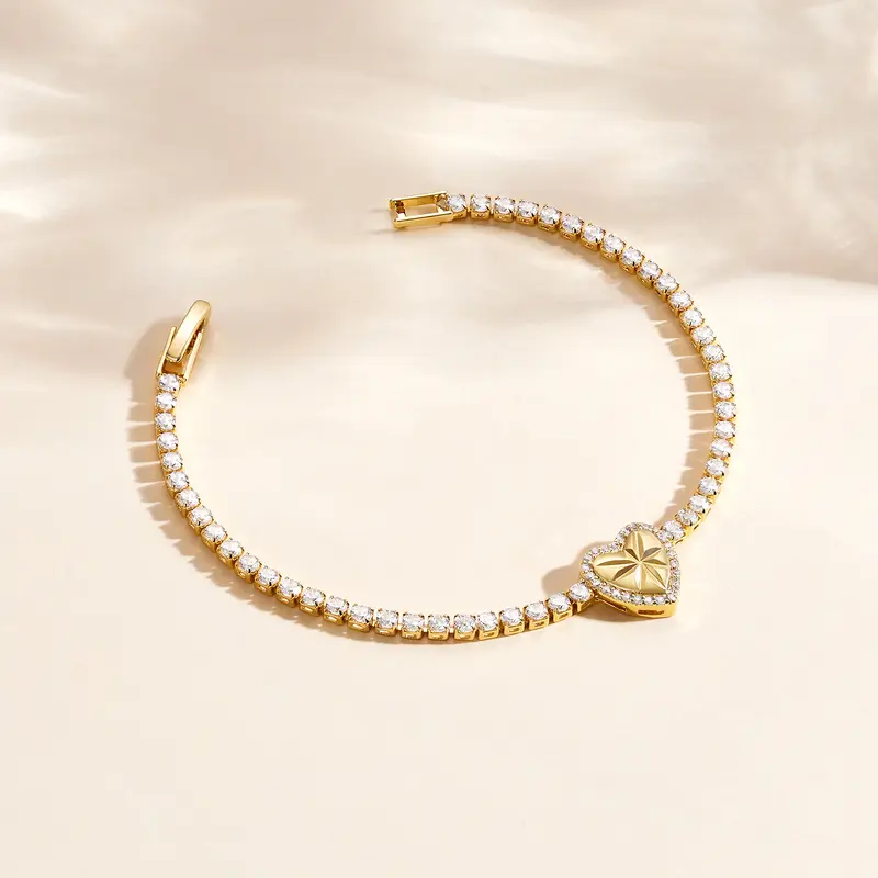 Heart Charm Tennis Bracelet