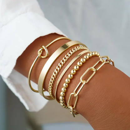 6pc 14k Dainty Bracelet Stack