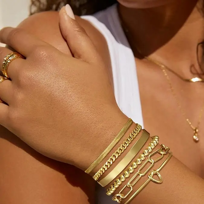 6pc 14k Dainty Bracelet Stack