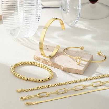 6pc 14k Dainty Bracelet Stack
