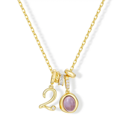 Numeric Birthstone Charm Necklace