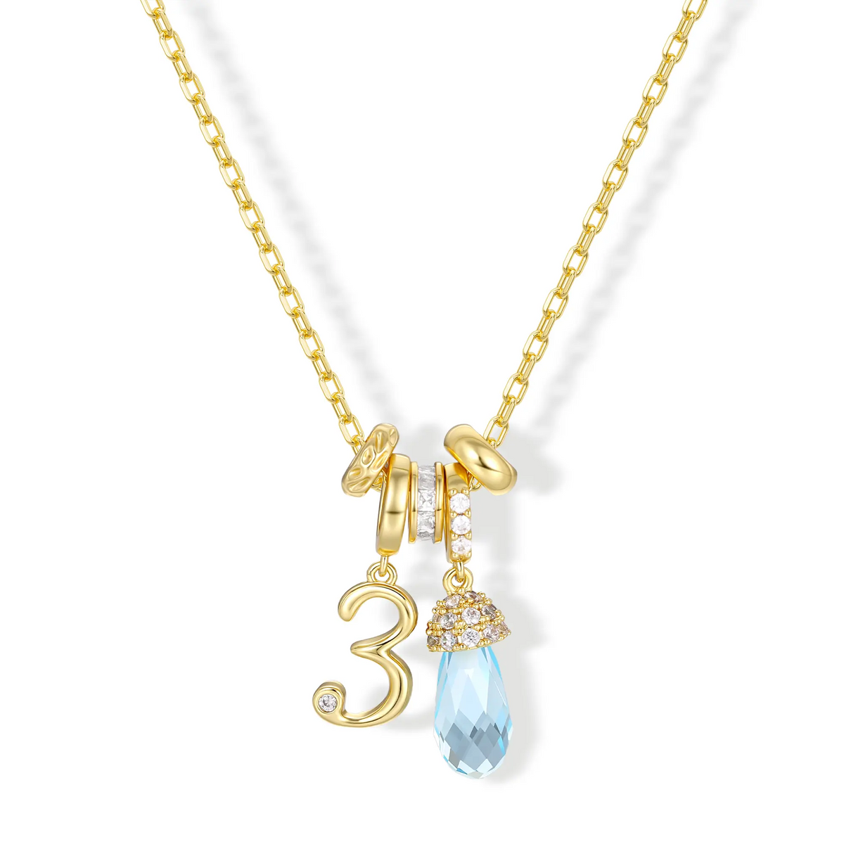 Numeric Birthstone Charm Necklace