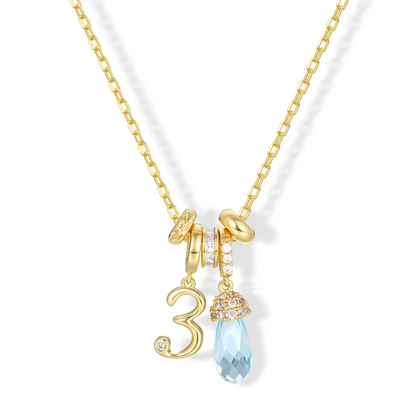 Numeric Birthstone Charm Necklace