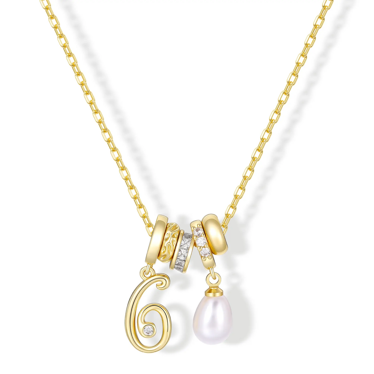 Numeric Birthstone Charm Necklace