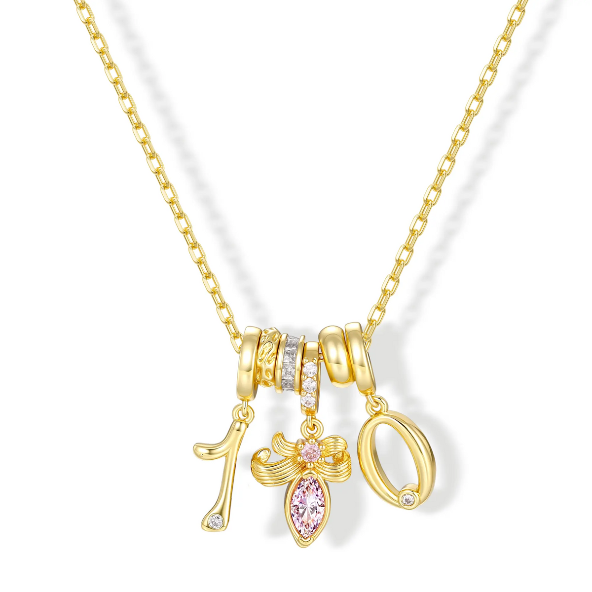 Numeric Birthstone Charm Necklace