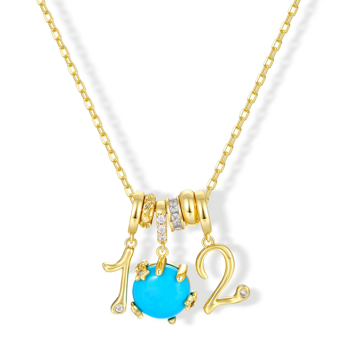 Numeric Birthstone Charm Necklace