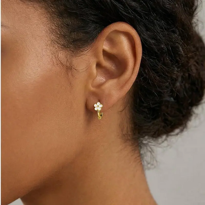 Daisy Flower Hoop Earrings