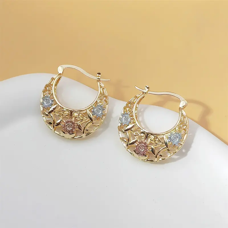 Vintage Flower Hoop Earrings