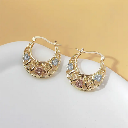 Vintage Flower Hoop Earrings