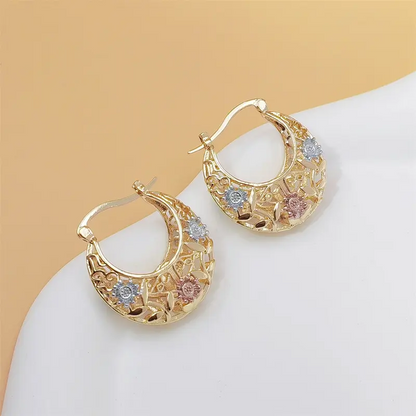 Vintage Flower Hoop Earrings
