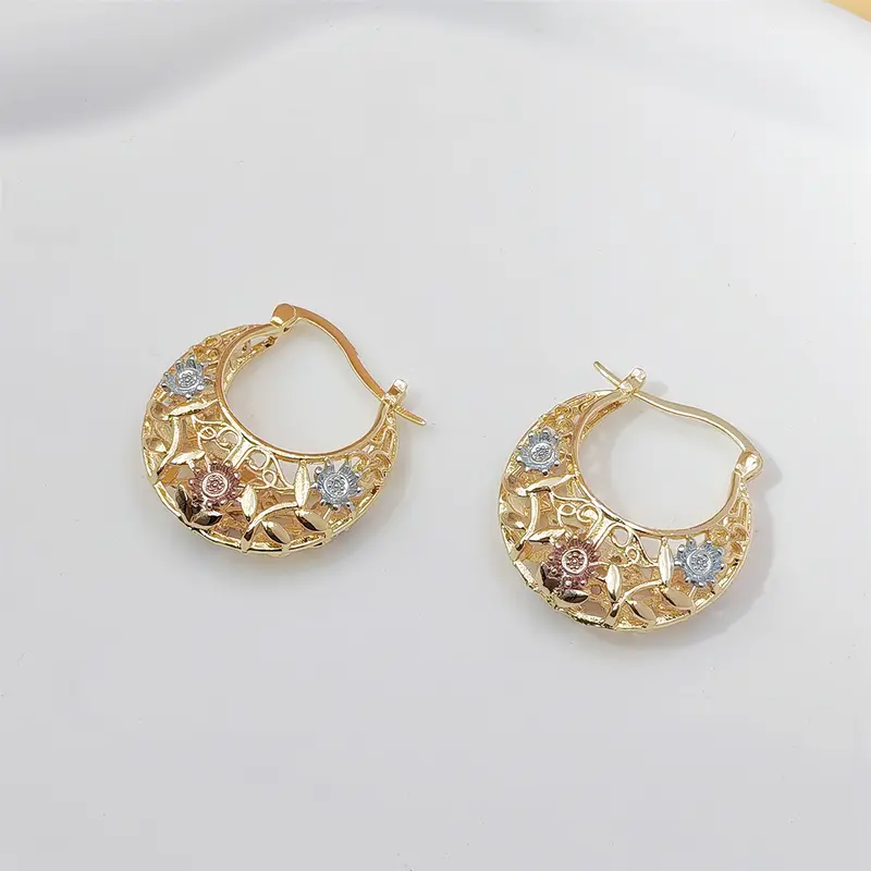 Vintage Flower Hoop Earrings