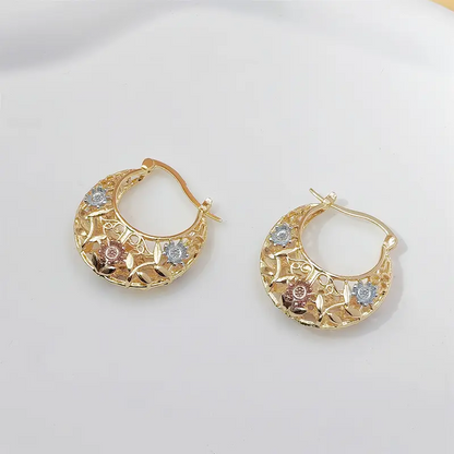 Vintage Flower Hoop Earrings