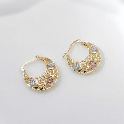 Vintage Flower Hoop Earrings