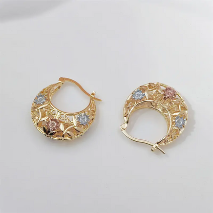 Vintage Flower Hoop Earrings