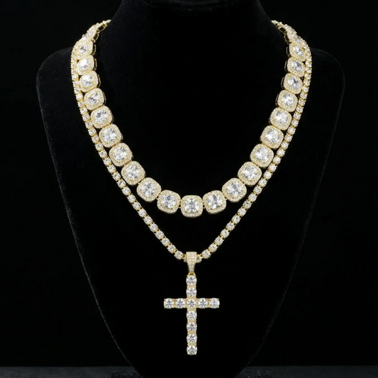 2pc Cross Diamond Necklace Set