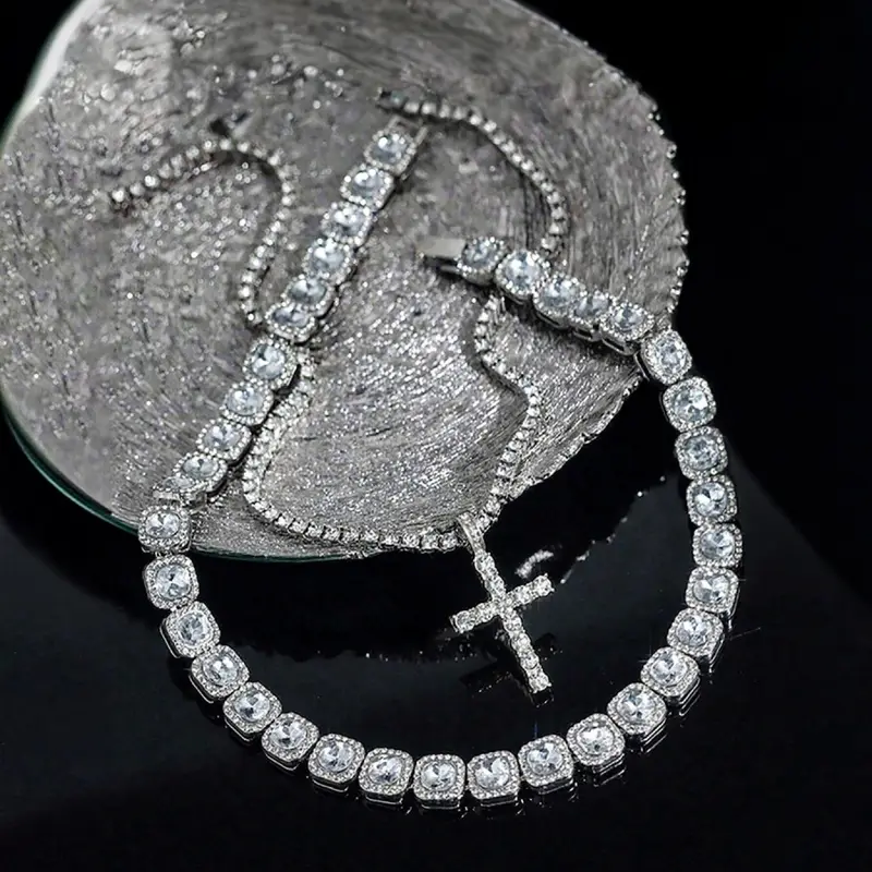 2pc Cross Diamond Necklace Set