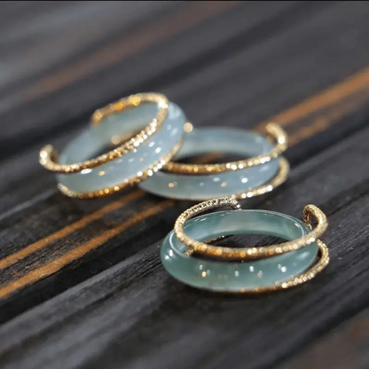 Ice Jade Inlaid Ring