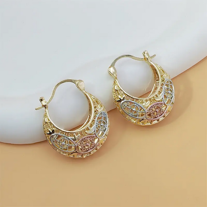 Tri-Color Evil Eye Hoop Earrings