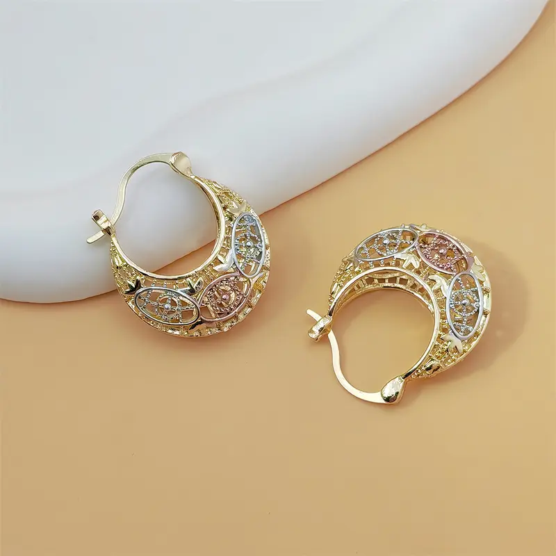 Tri-Color Evil Eye Hoop Earrings