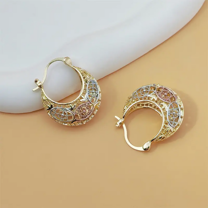 Tri-Color Evil Eye Hoop Earrings