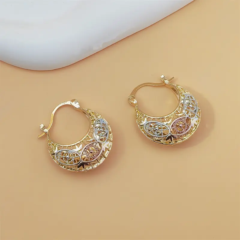 Tri-Color Evil Eye Hoop Earrings