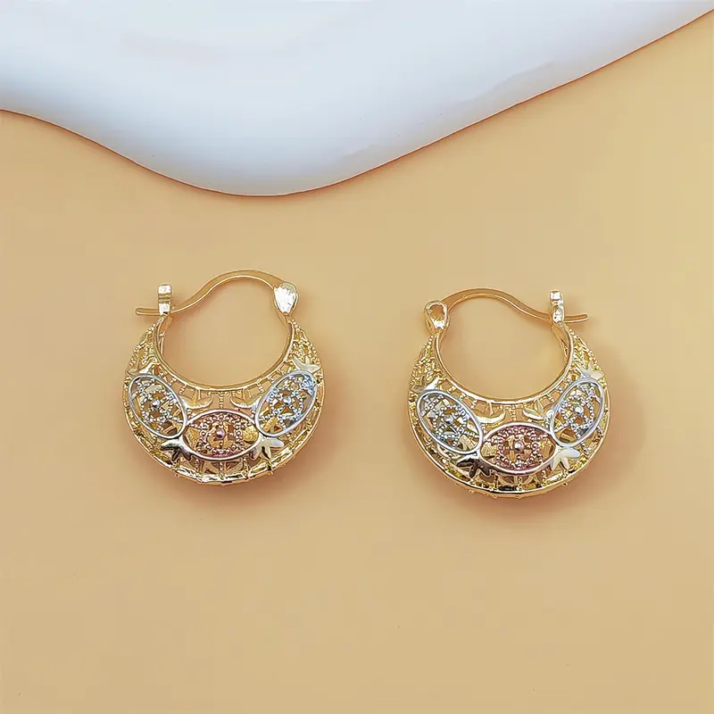 Tri-Color Evil Eye Hoop Earrings