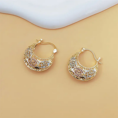 Tri-Color Evil Eye Hoop Earrings