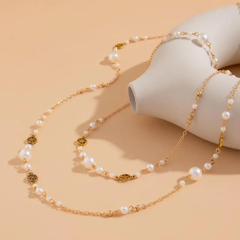 Long Layered Pearl Necklaces