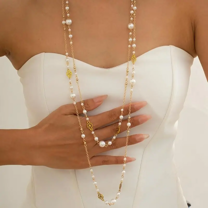 Long Layered Pearl Necklaces